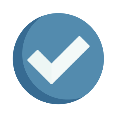 Icon blauer Kreis mit weißem Häkchen